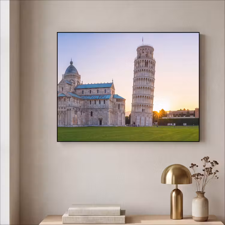 Architectuur - Toren - Pisa - Italië - Zonsondergang Textielframe zwart klein -sfeer2