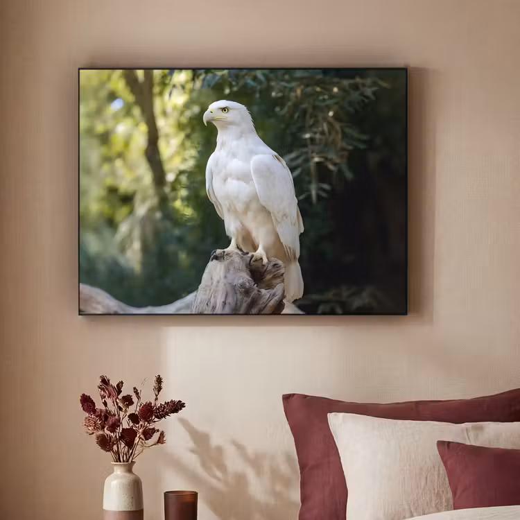 Arend - Hout - Wit - Planten Textielframe zwart klein -sfeer1