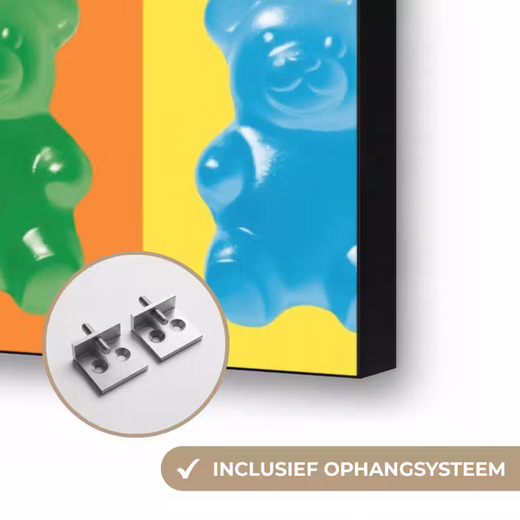 Art- Snoep - Kleurrijk Textielframe zwart klein -USP_ophangsysteemNL