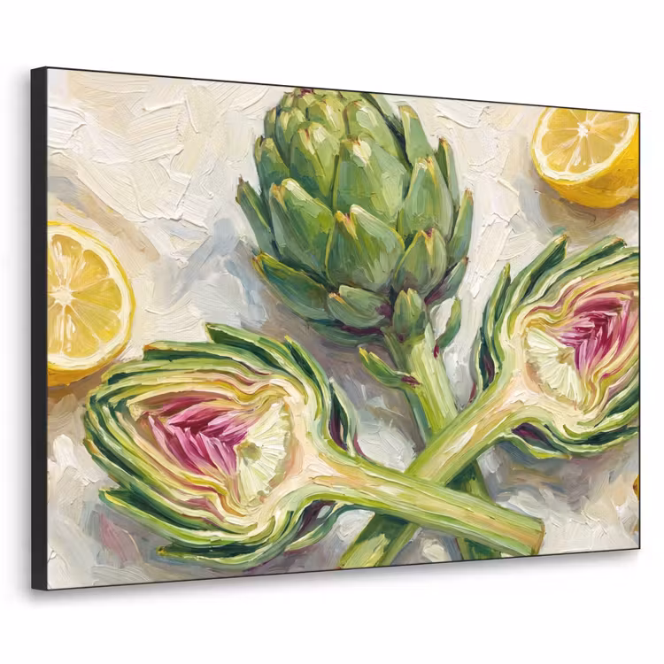 Art frame - Artisjok - Citroen - Eten - Artisjok - Citroen - Eten Textielframe zwart klein