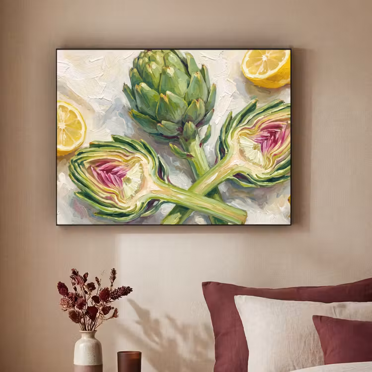 Art frame - Artisjok - Citroen - Eten - Artisjok - Citroen - Eten Textielframe zwart klein