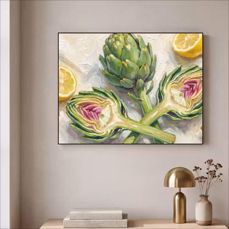 Art frame - Artisjok - Citroen - Eten - Artisjok - Citroen - Eten Textielframe zwart klein