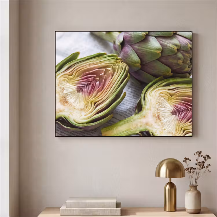Art frame - Artisjok - Doorgesneden - Eten - Artisjok - Doorgesneden - Eten Textielframe zwart klein