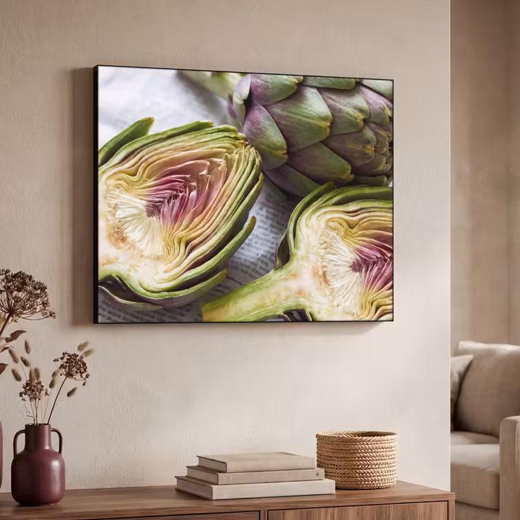 Art frame - Artisjok - Doorgesneden - Eten - Artisjok - Doorgesneden - Eten Textielframe zwart klein