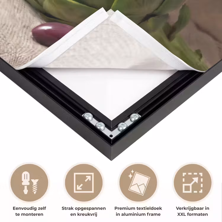 Art frame - Artisjokken - Olijven - Eten - Artisjokken - Olijven - Eten Textielframe zwart klein