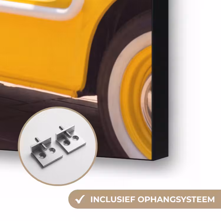 Auto - Picknick - Zomer - Geel Textielframe zwart klein -USP_ophangsysteemNL