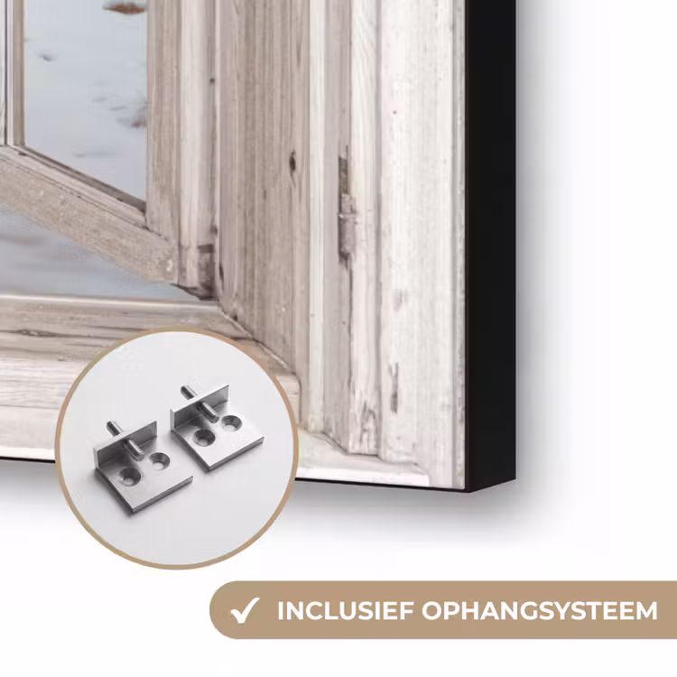 Auto - Rood - Cadeaus - Winter - Kerst - Doorkijk - Wit Textielframe zwart klein -USP_ophangsysteemNL