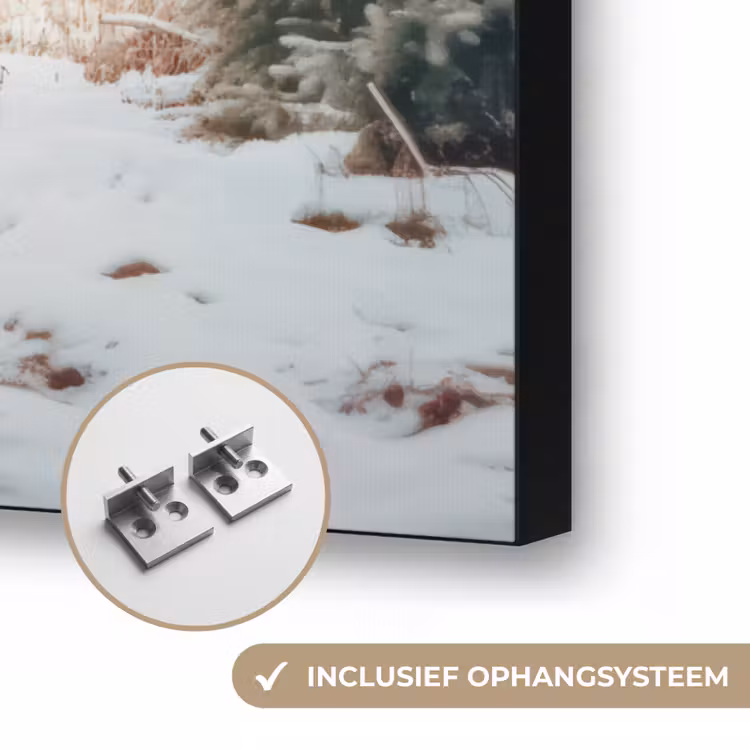 Auto - Rood - Cadeaus - Winter - Sneeuw - Kerst Textielframe zwart klein -USP_ophangsysteemNL