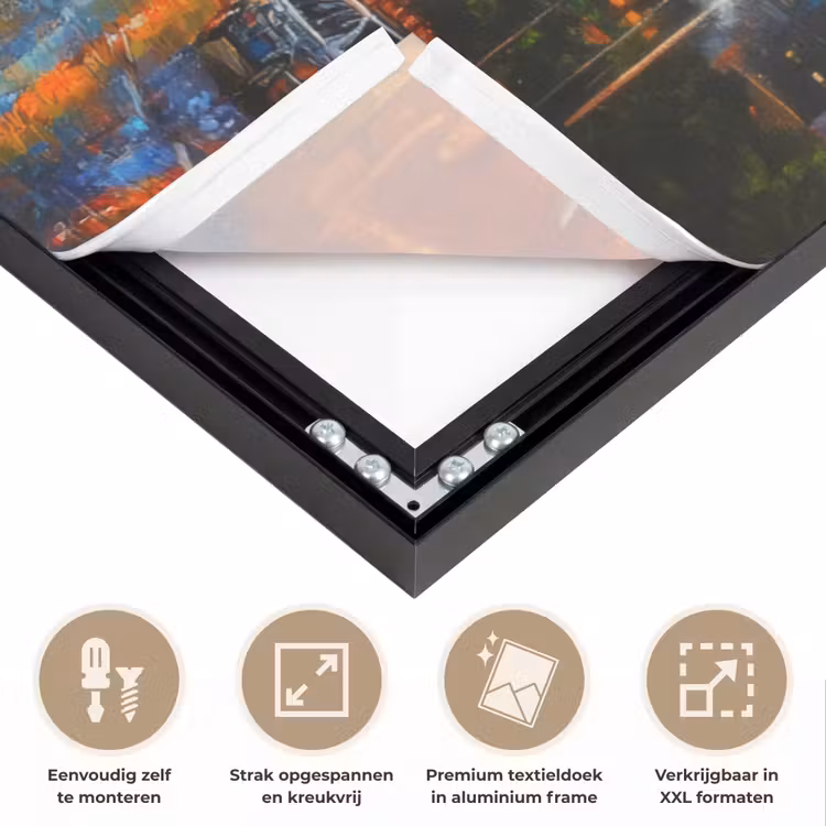 Auto - Skyline - Zon - Blauw Textielframe zwart klein -USP_feed_closeupNL