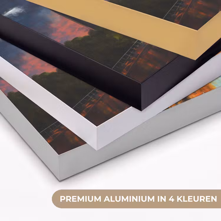 Auto - Skyline - Zon - Blauw Textielframe zwart klein -USP_kleurenNL