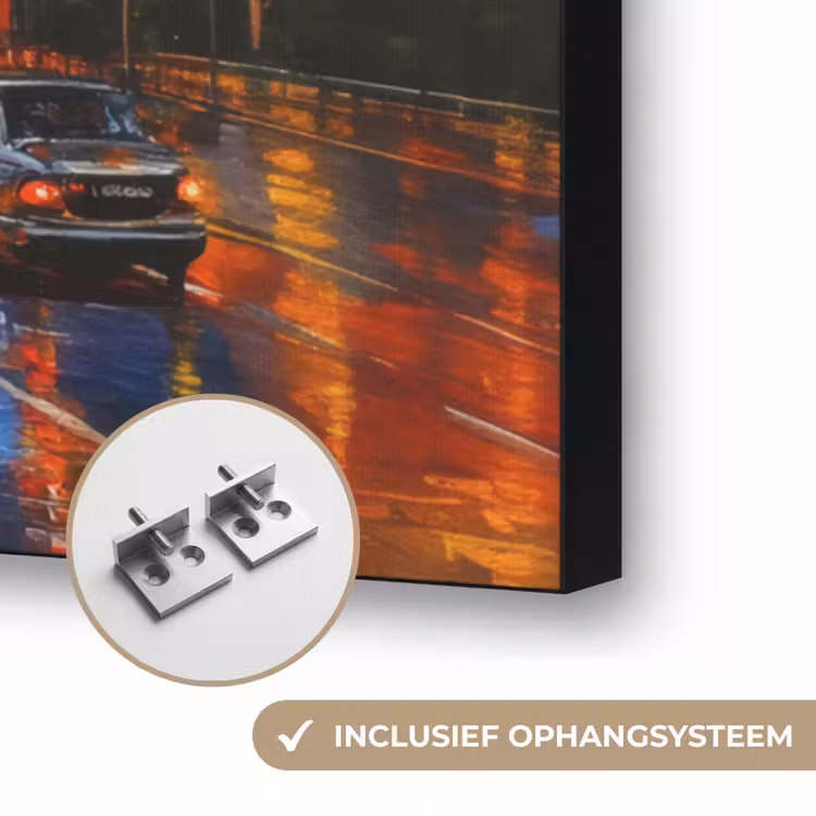 Auto - Skyline - Zon - Blauw Textielframe zwart klein -USP_ophangsysteemNL