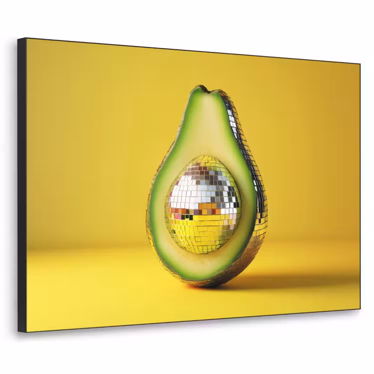 Avocado - Discobal - Geel - Glitter Textielframe - compleet frame klein -3d