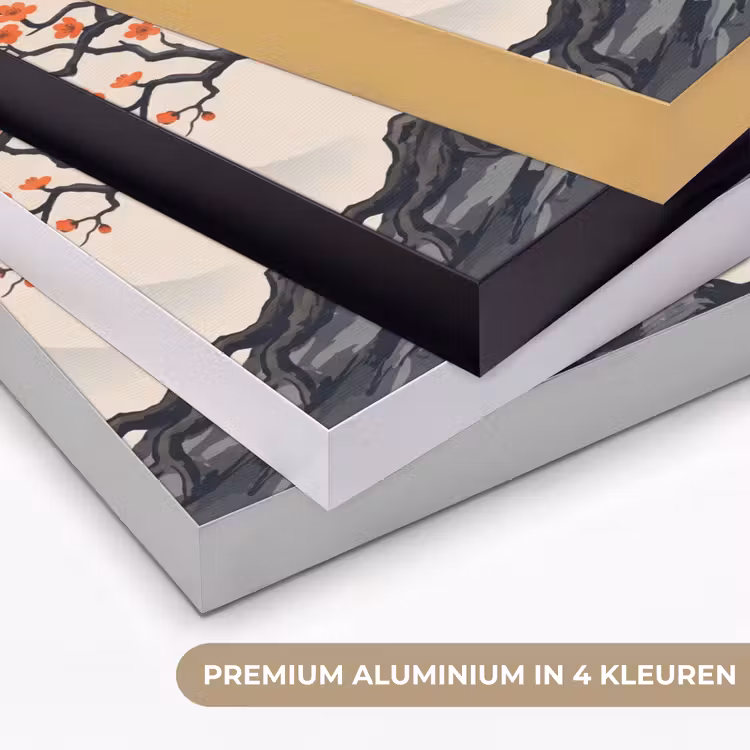 Aziatisch - Bloesem - Rood Textielframe zwart klein -USP_kleurenNL