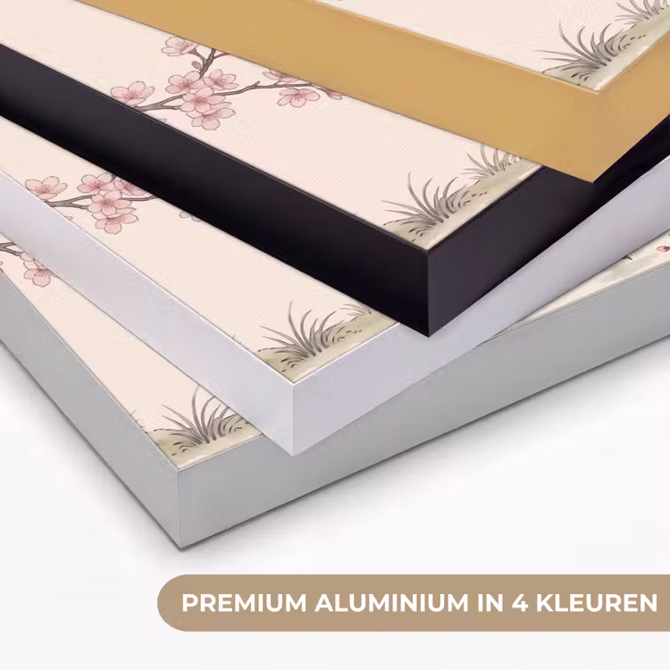 Aziatisch - Kraanvogel - Beige Textielframe zwart klein -USP_kleurenNL