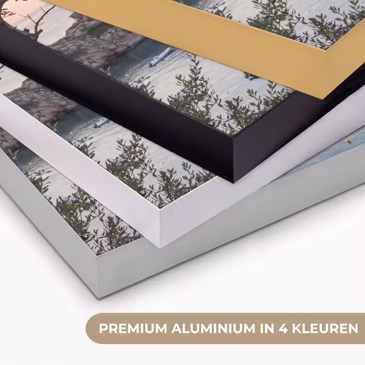 Art frame - Baai - boten - zonsondergang - Baai - boten - zonsondergang Textielframe zwart klein