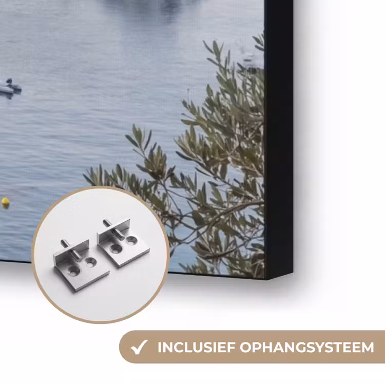 Art frame - Baai - boten - zonsondergang - Baai - boten - zonsondergang Textielframe zwart klein