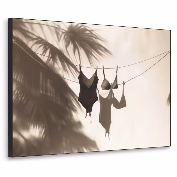 Badkleding - Palmbomen - Schaduw - Tropisch Textielframe - compleet frame klein -3d