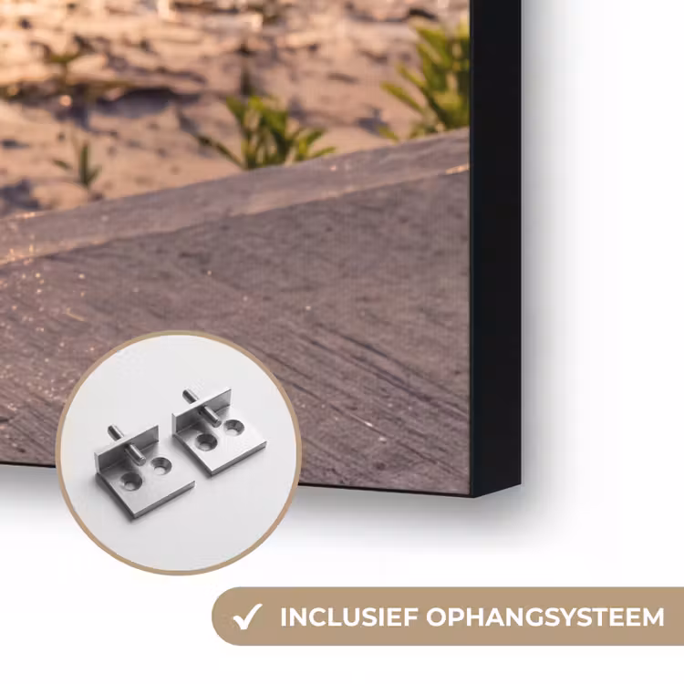 Badkleding - Rood - Zomer - Water - Zonsondergang Textielframe zwart klein -USP_ophangsysteemNL