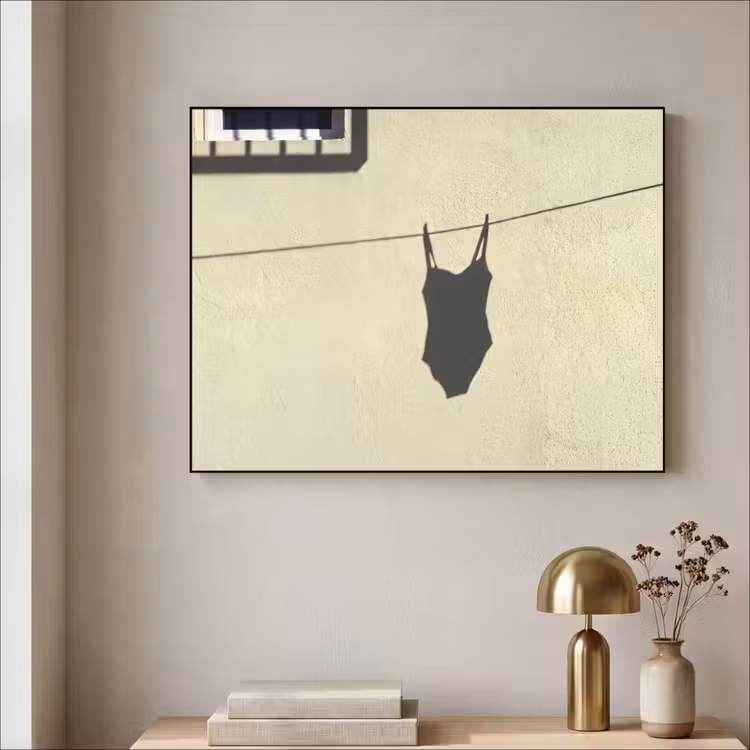 Badpak - Schaduw - Muur - Zomer - Minimalistisch Textielframe zwart klein -sfeer2