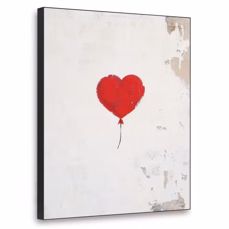 Ballon - Rood - Hart Textielframe - compleet frame klein -3d