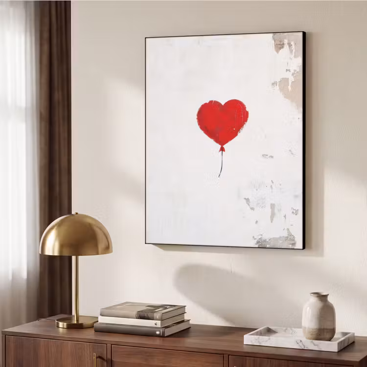 Ballon - Rood - Hart Textielframe - compleet frame klein -sfeer3