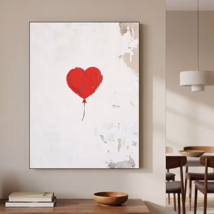 Ballon - Rood - Hart Textielframe - compleet frame klein -sfeer2