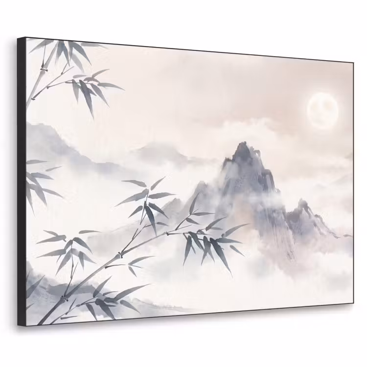 Bamboe - Azië - Grijs Textielframe zwart klein -3d