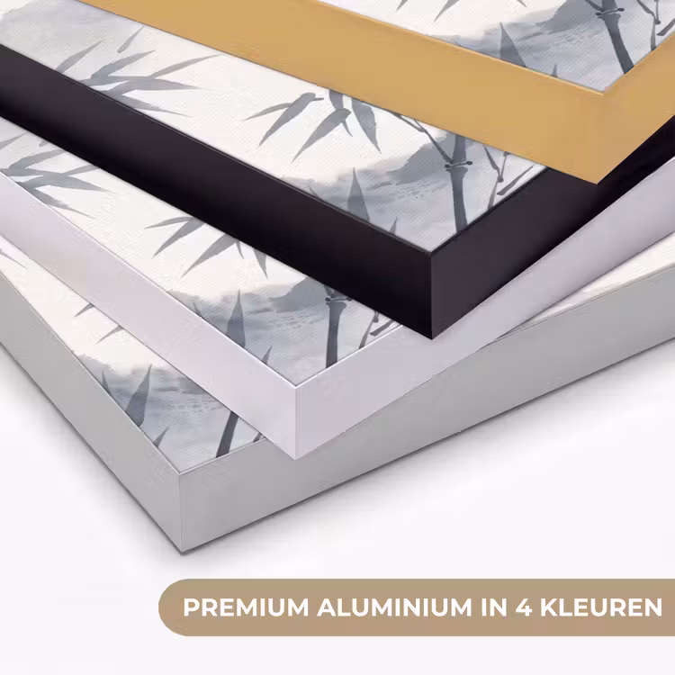 Bamboe - Azië - Grijs Textielframe zwart klein -USP_kleurenNL