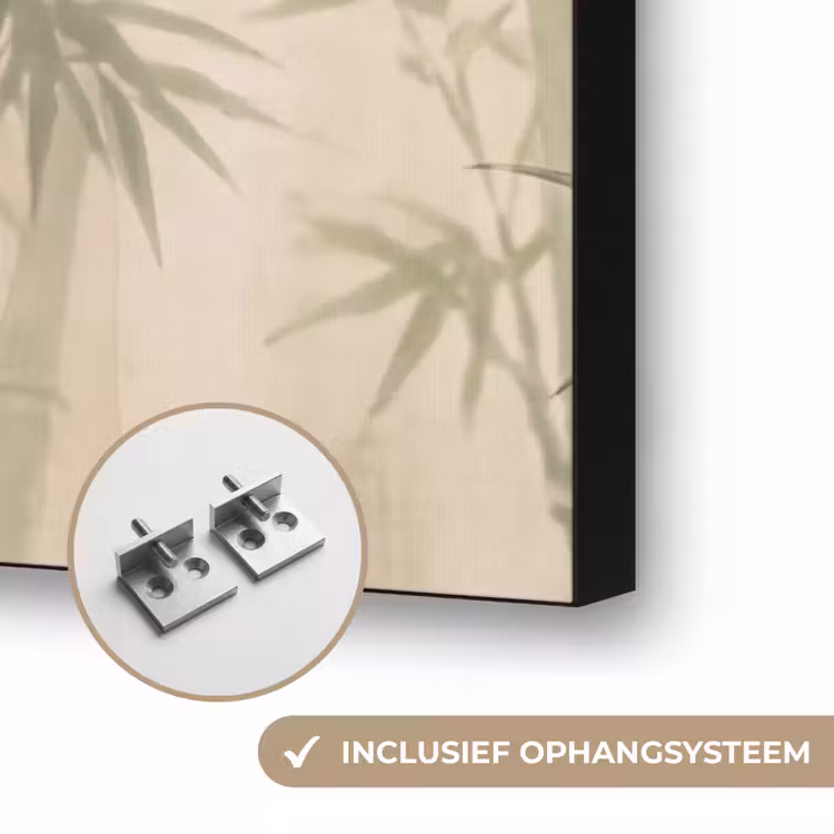 Bamboe - Bladeren - Aziatisch - Groen - Natuur Textielframe zwart klein -USP_ophangsysteemNL