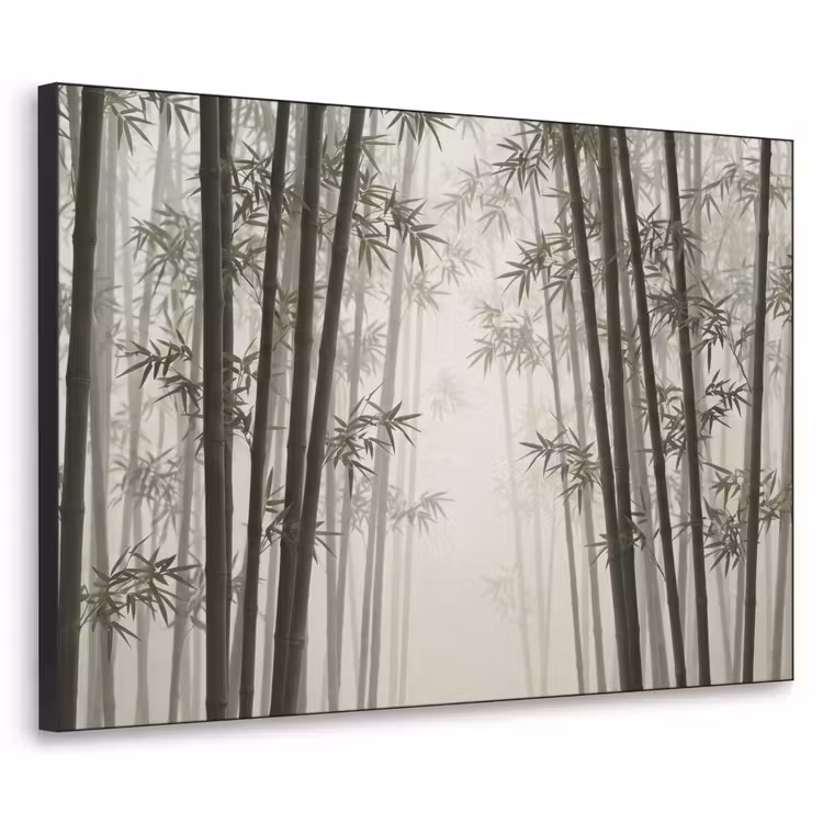 Bamboe - Bos - Mist - Natuur Textielframe zwart klein -3d