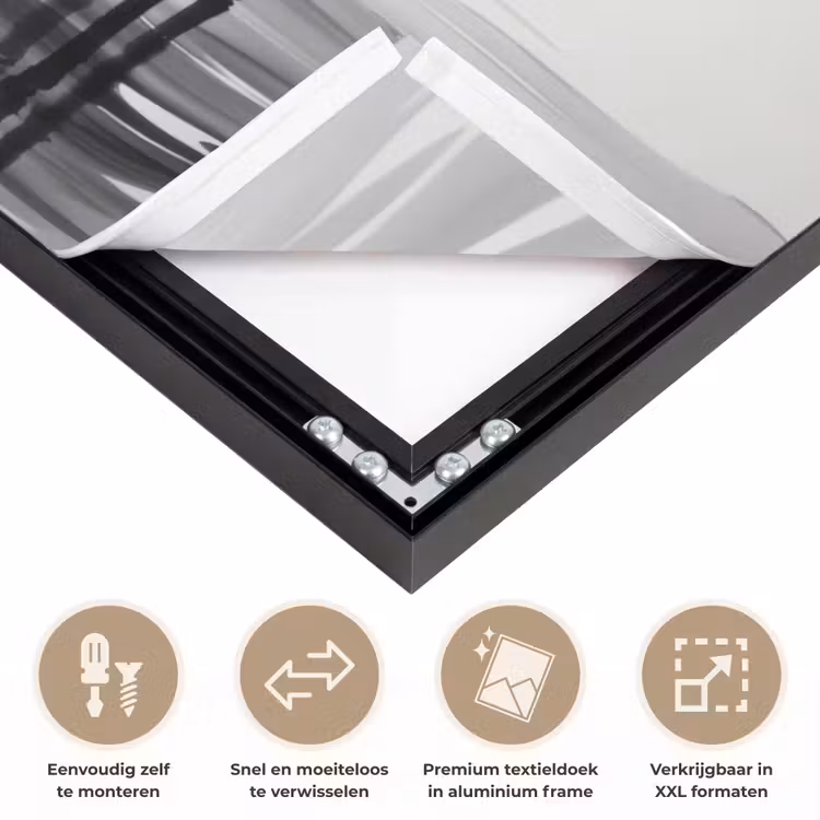 Bamboestammen - Water - Minimalistisch - Wit Textielframe zwart klein -USP_closeupNL