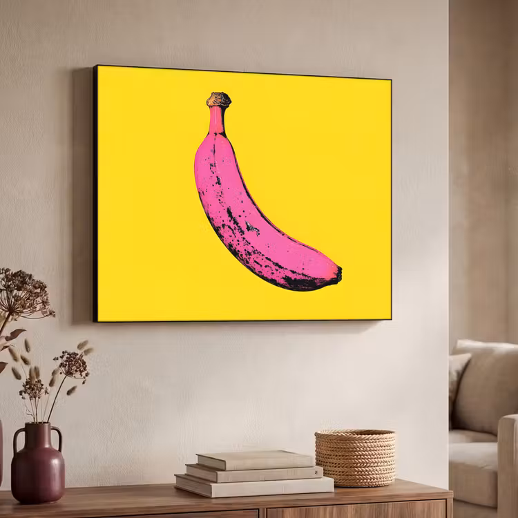 Banaan - Grafisch - Geel Textielframe zwart klein -sfeer3