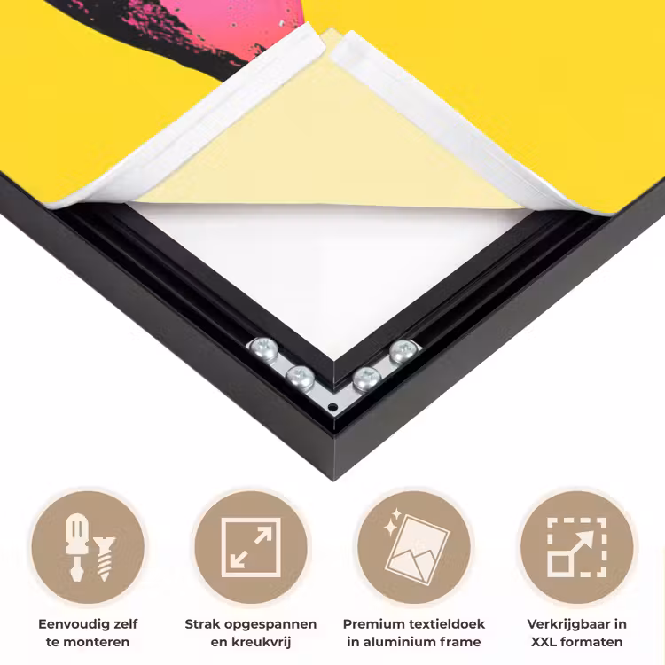 Banaan - Grafisch - Geel Textielframe zwart klein -USP_feed_closeupNL