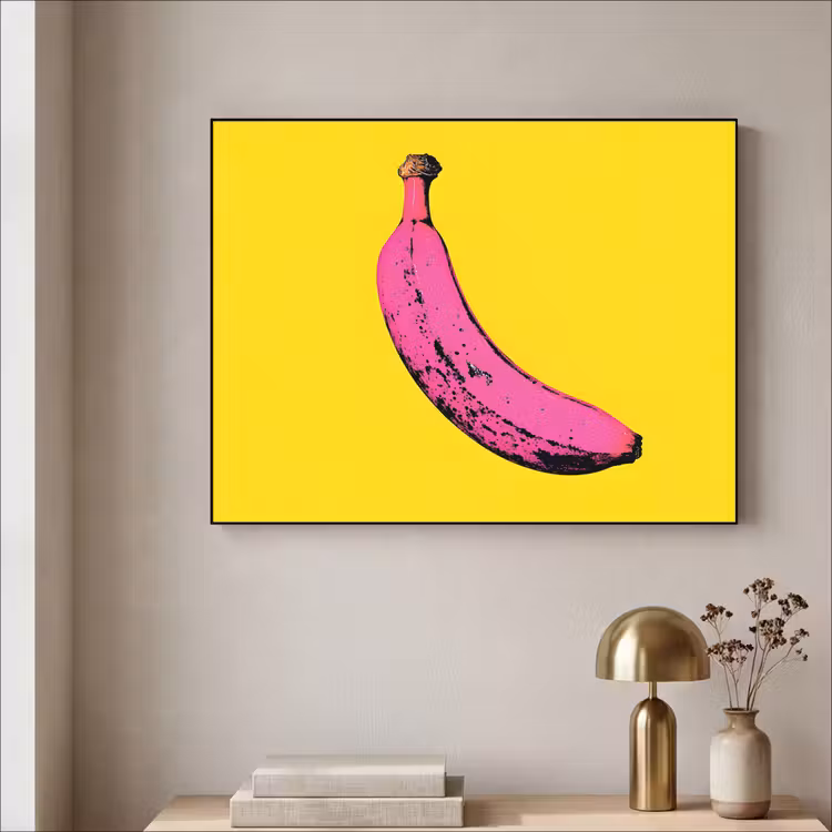 Banaan - Grafisch - Geel Textielframe zwart klein -sfeer2