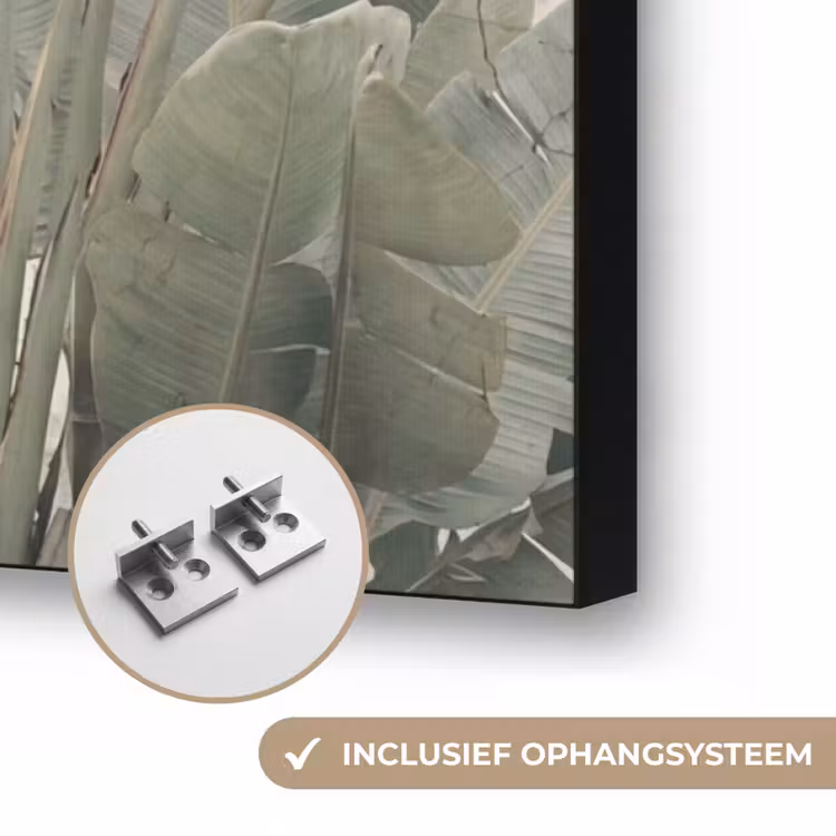 Bananenbladeren - Beton - Groen Textielframe zwart klein -USP_ophangsysteemNL