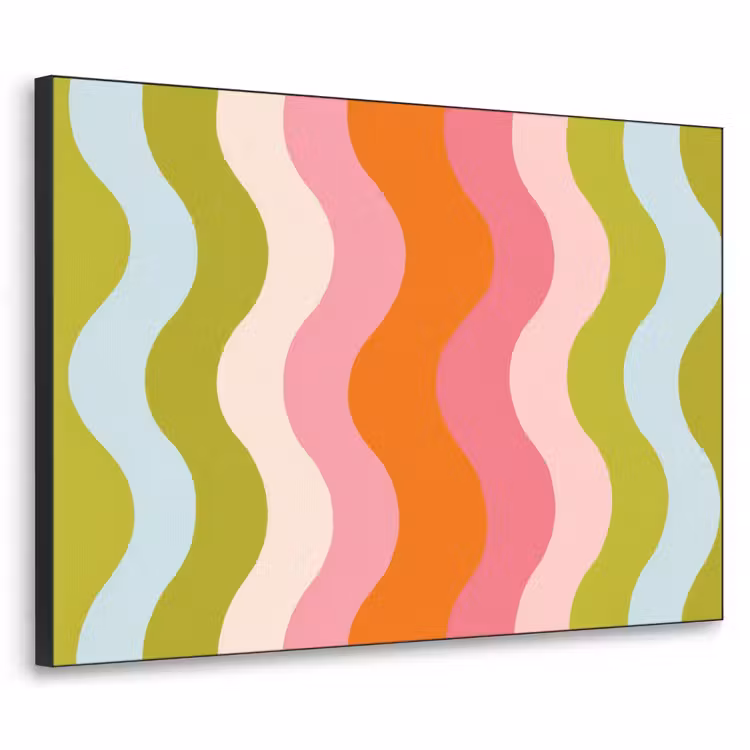 Banen - Golven - Kleurrijk - Verticaal Textielframe zwart klein -3d