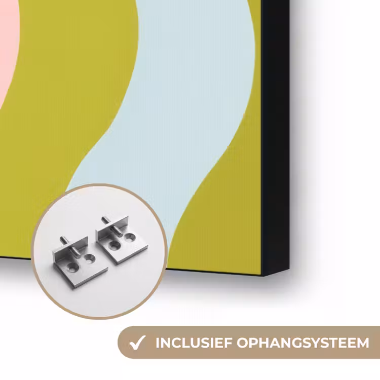 Banen - Golven - Kleurrijk - Verticaal Textielframe zwart klein -USP_ophangsysteemNL