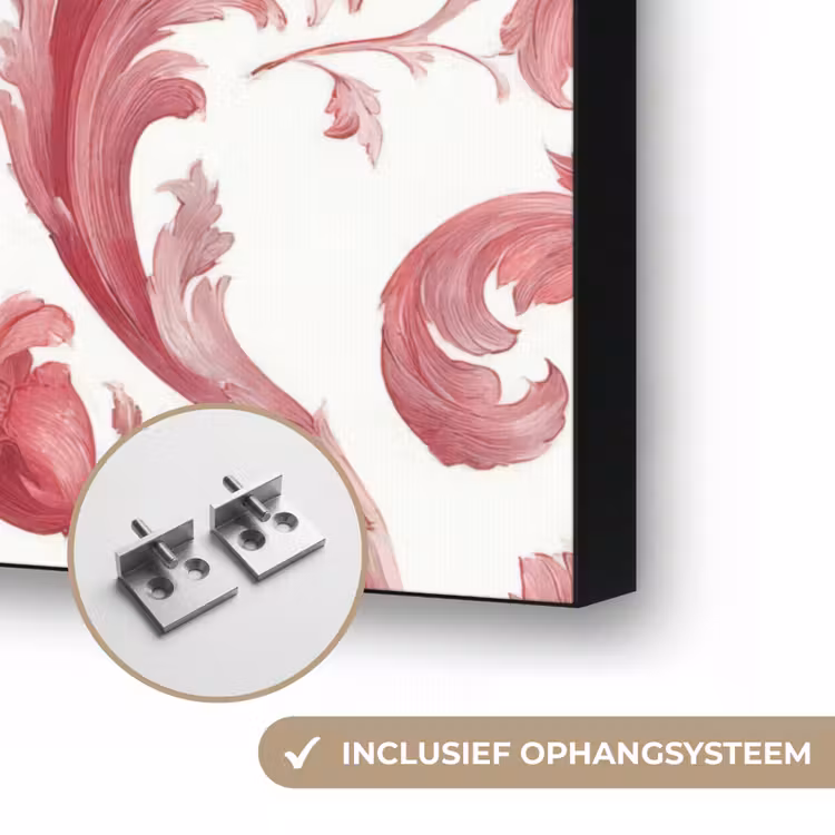 Barok - Patroon - Rood Textielframe zwart klein 947 -USP_ophangsysteemNL