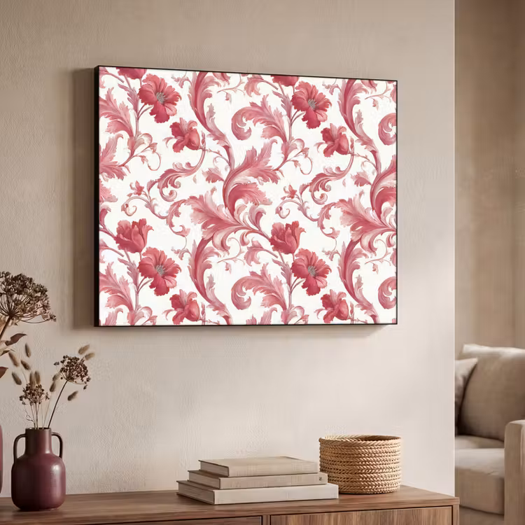 Barok - Patroon - Rood Textielframe zwart klein 947 -sfeer3