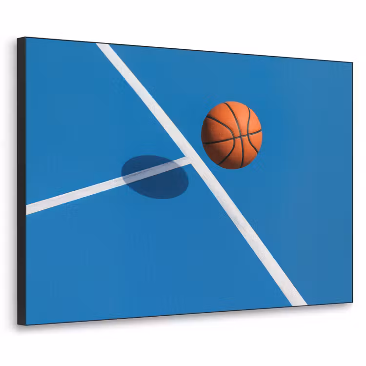 Basket - Bal - Blauw - Zwevend Textielframe - compleet frame klein -3d
