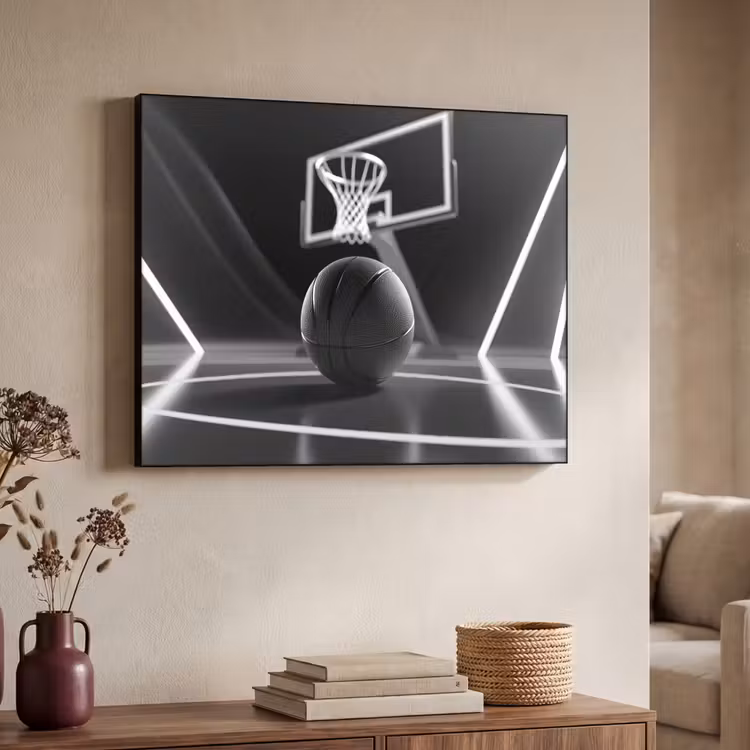 Basketbal - Basketbalveld - Lichtlijnen Textielframe - compleet frame klein -sfeer3
