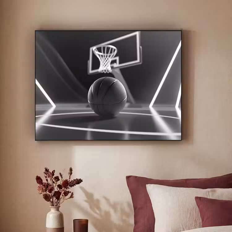 Basketbal - Basketbalveld - Lichtlijnen Textielframe - compleet frame klein -sfeer1