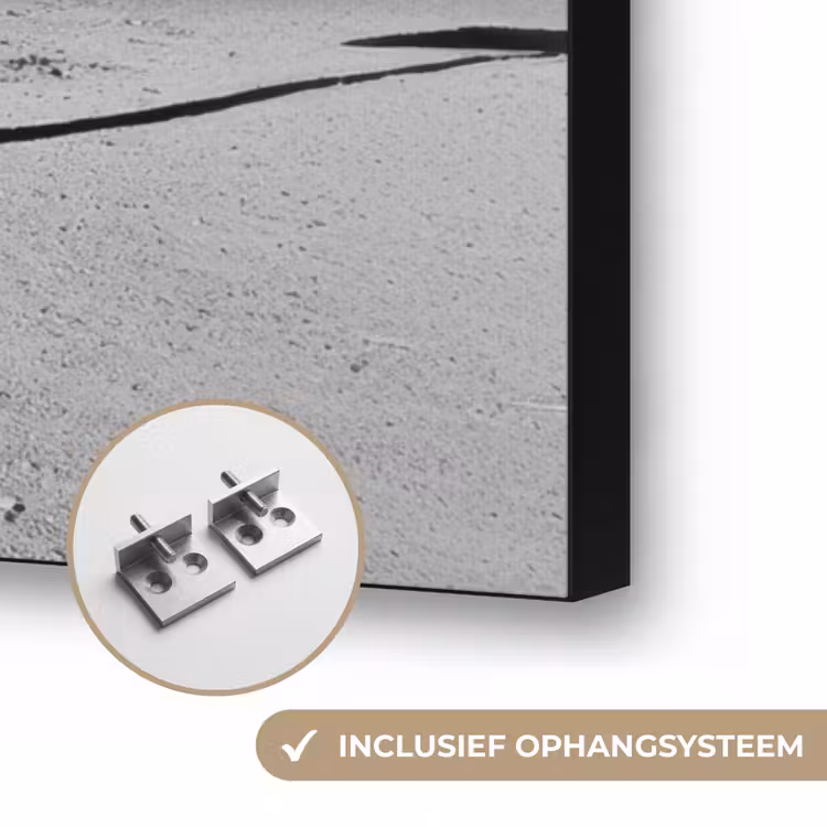 Basketbalpaal - Landschap - Zand - Wit Textielframe zwart klein -USP_ophangsysteemNL