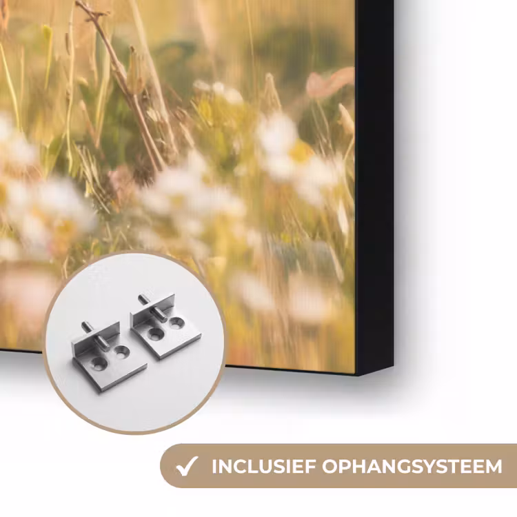 Beer - Bloemenveld - Gras Textielframe zwart klein -USP_ophangsysteemNL