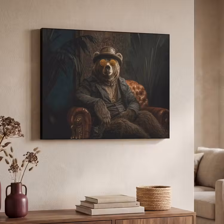 Beer - Bruin - Pak - Hoed Textielframe zwart klein -sfeer3