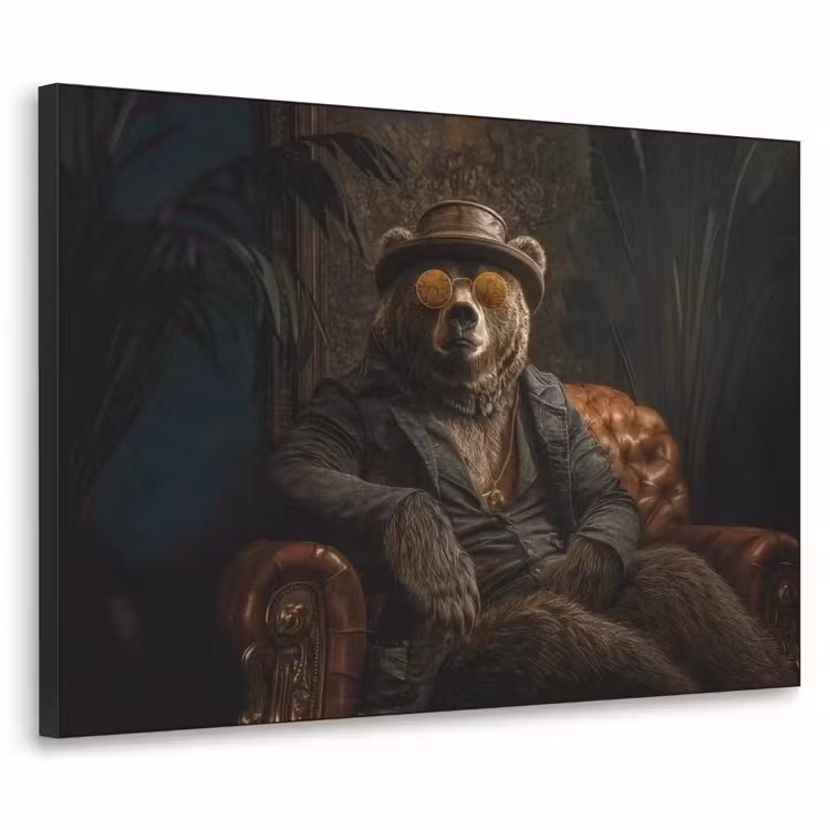 Beer - Bruin - Pak - Hoed Textielframe zwart klein -3d