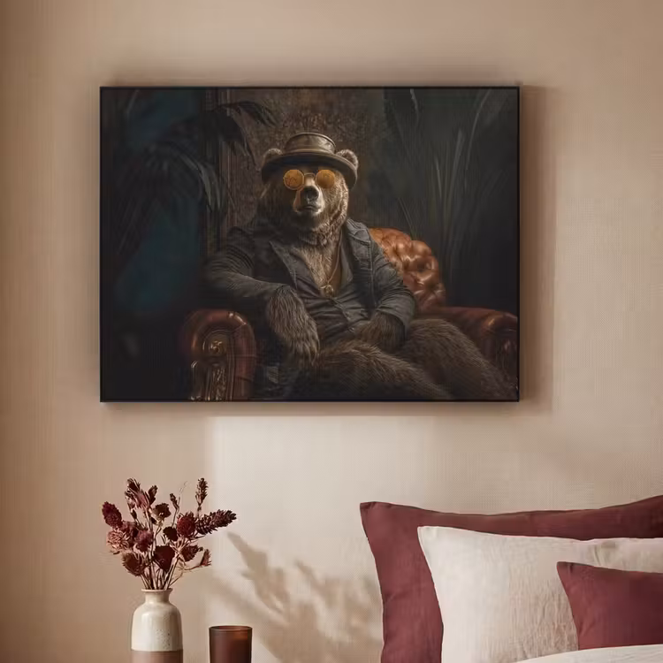 Beer - Bruin - Pak - Hoed Textielframe zwart klein -sfeer1