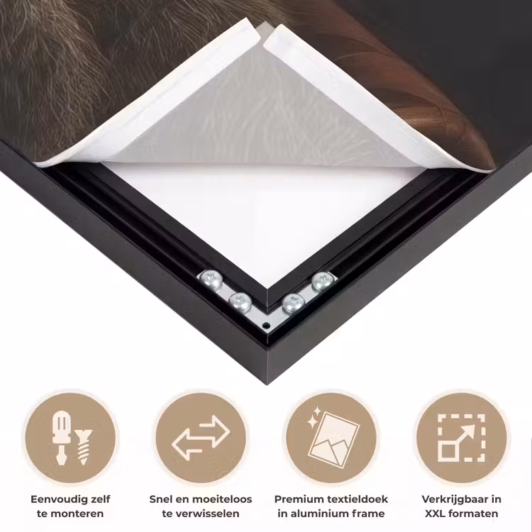 Beer - Bruin - Pak - Hoed Textielframe zwart klein -USP_closeupNL