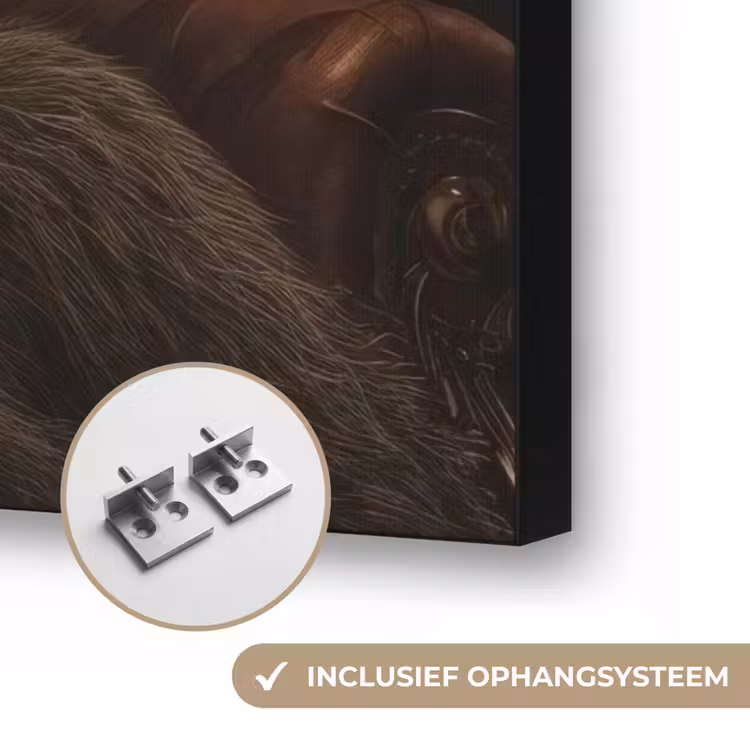 Beer - Bruin - Pak - Hoed Textielframe zwart klein -USP_ophangsysteemNL