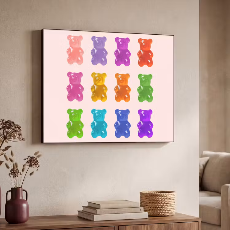 Beer - Kleurrijk - Snoep Textielframe zwart klein -sfeer3